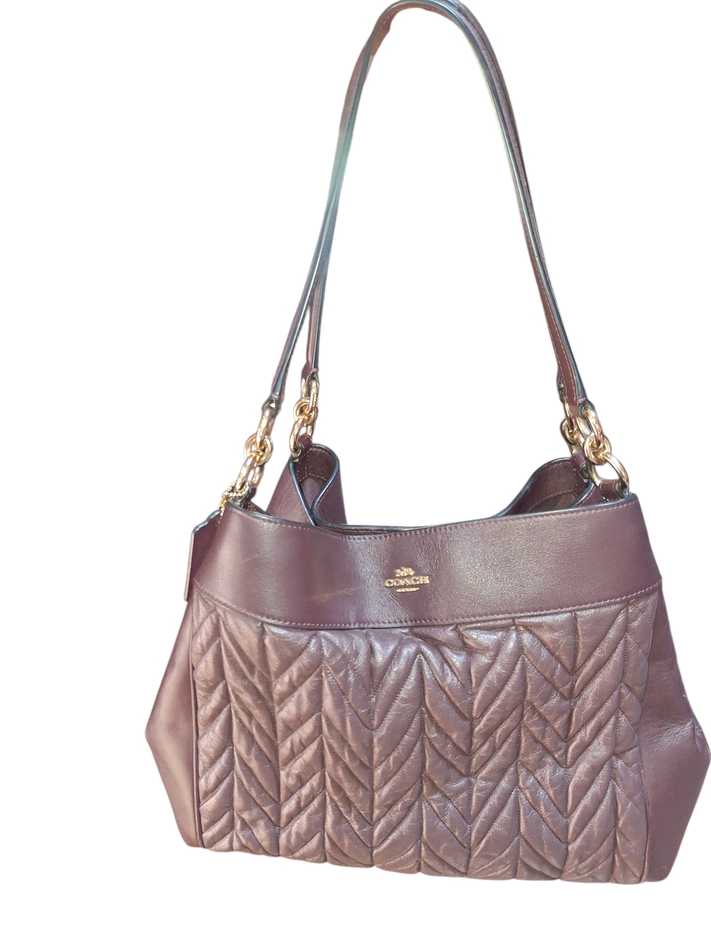 Coach Lexy Quilted Leather Shoulder Bag in Brown - Picture 1 of 9